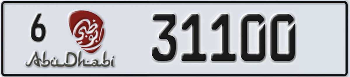 UAE License Plate Abu Dhabi 6 31100