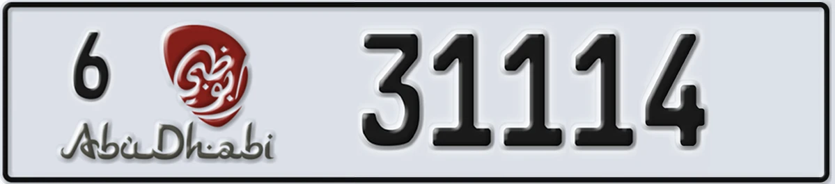 UAE License Plate Abu Dhabi 6 31114