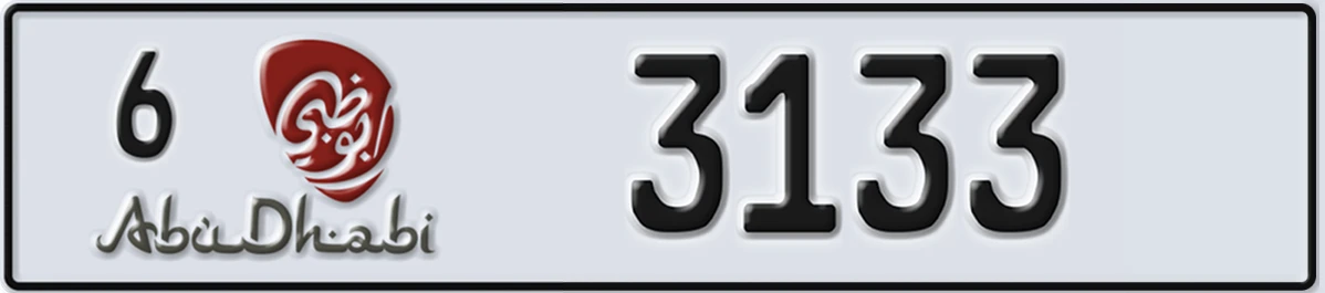 UAE License Plate Abu Dhabi 6 3133