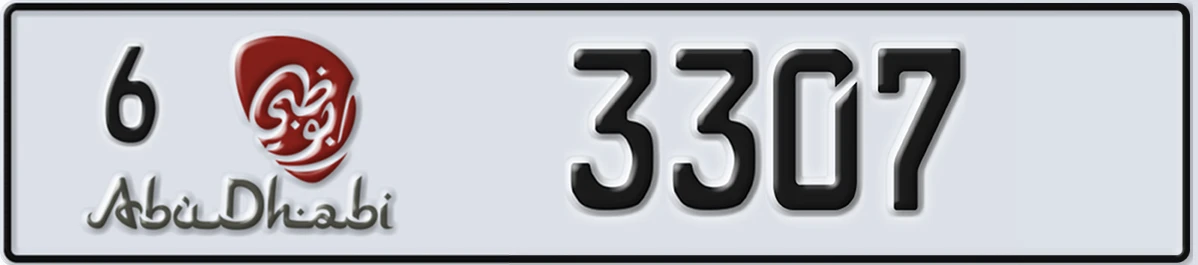 UAE License Plate Abu Dhabi 6 3307