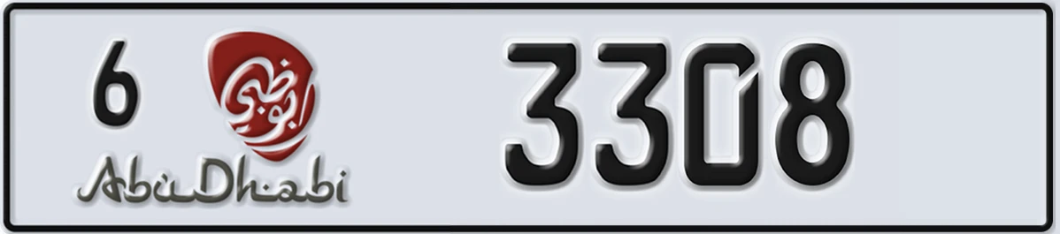 UAE License Plate Abu Dhabi 6 3308