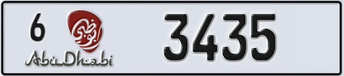 UAE License Plate Abu Dhabi 6 3435