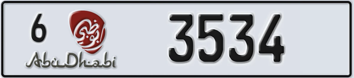UAE License Plate Abu Dhabi 6 3534
