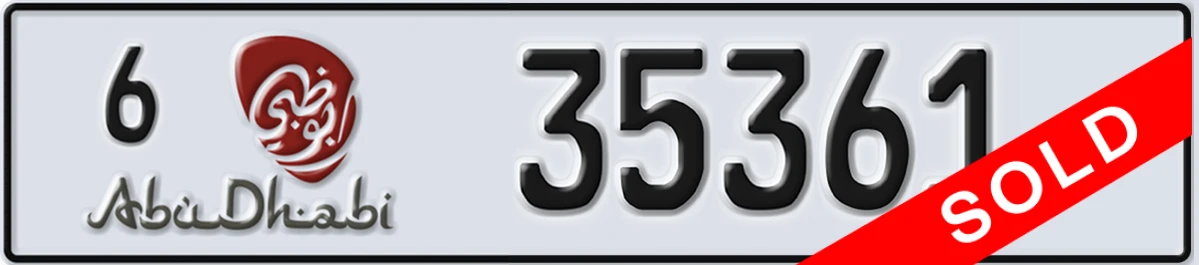 UAE License Plate Abu Dhabi 6 35361