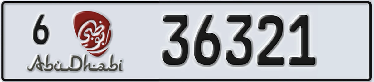 UAE License Plate Abu Dhabi 6 36321