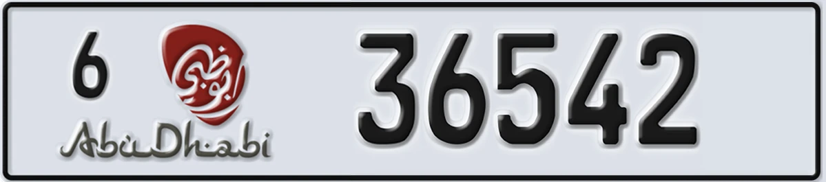 UAE License Plate Abu Dhabi 6 36542