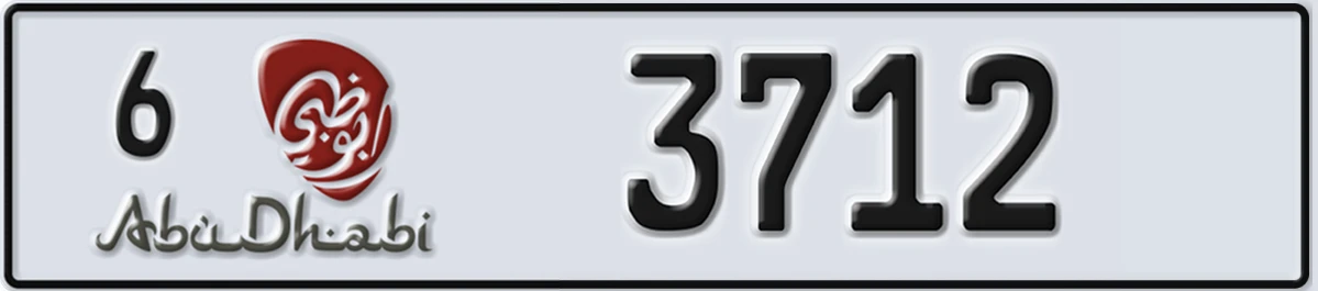 UAE License Plate Abu Dhabi 6 3712