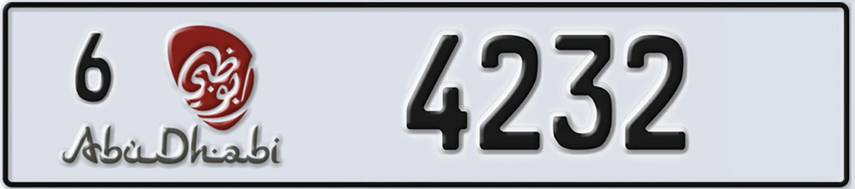 UAE License Plate Abu Dhabi 6 4232