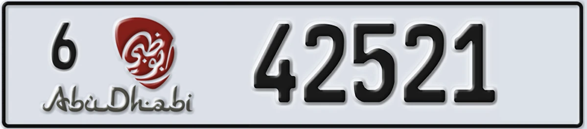 UAE License Plate Abu Dhabi 6 42521