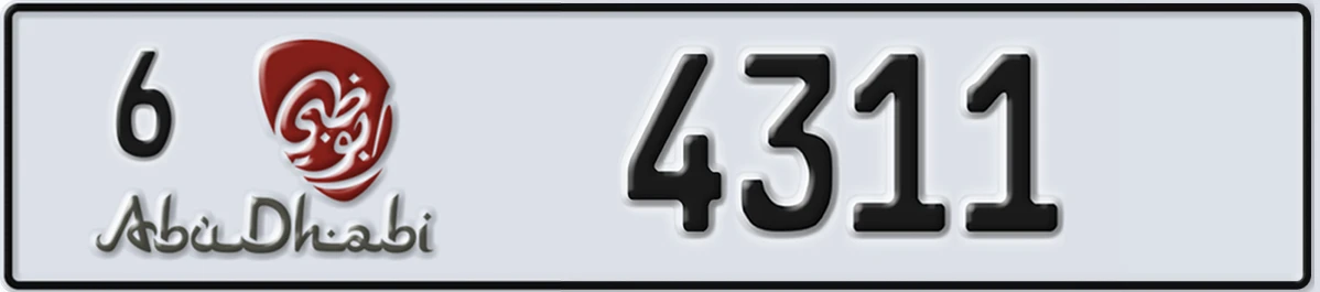 UAE License Plate Abu Dhabi 6 4311
