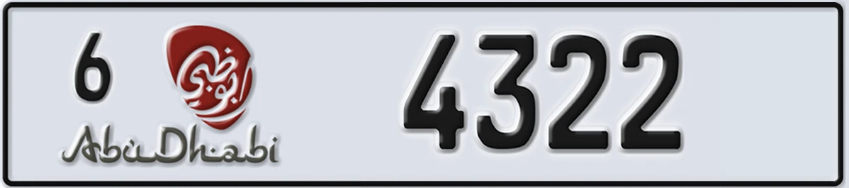 UAE License Plate Abu Dhabi 6 4322