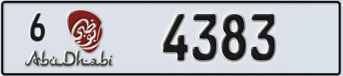 UAE License Plate Abu Dhabi 6 4383