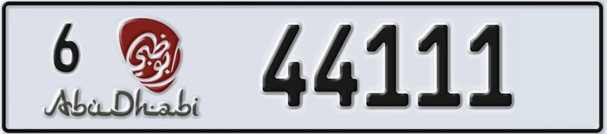 UAE License Plate Abu Dhabi 6 44111