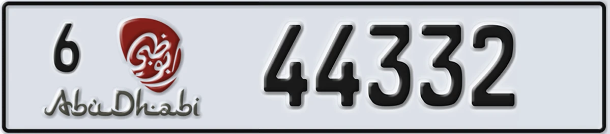 UAE License Plate Abu Dhabi 6 44332