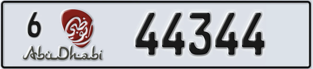 UAE License Plate Abu Dhabi 6 44344