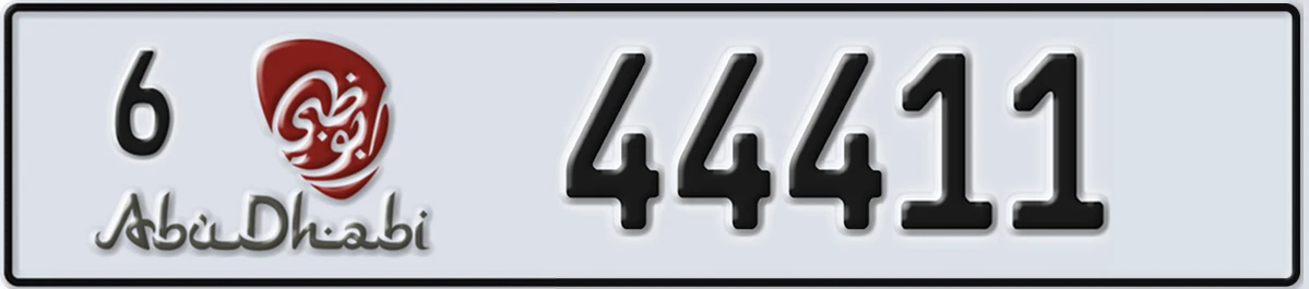 UAE License Plate Abu Dhabi 6 44411
