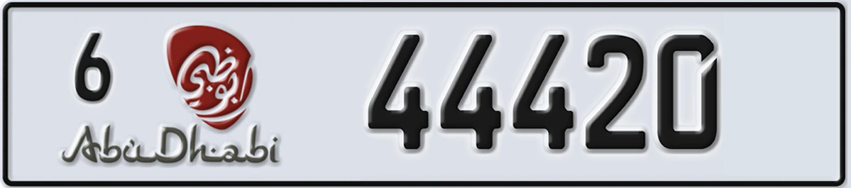 UAE License Plate Abu Dhabi 6 44420