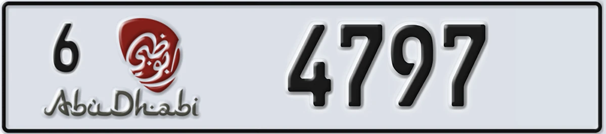 UAE License Plate Abu Dhabi 6 4797