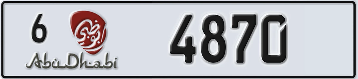 UAE License Plate Abu Dhabi 6 4870