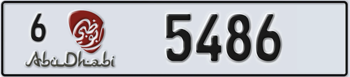UAE License Plate Abu Dhabi 6 5486
