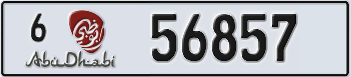 لوحة ترخيص الإمارات العربية المتحدة Abu Dhabi 6 56857