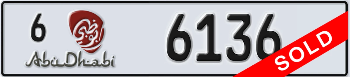 UAE License Plate Abu Dhabi 6 6136
