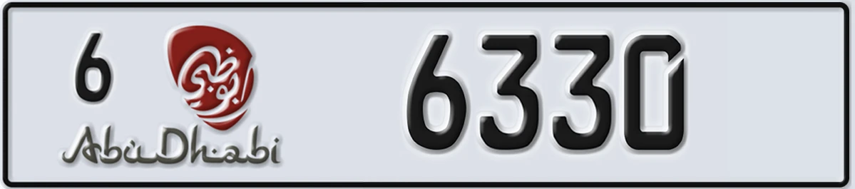 UAE License Plate Abu Dhabi 6 6330