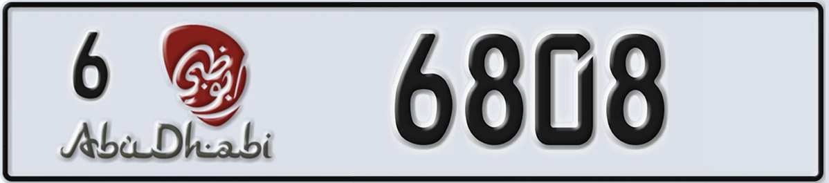 UAE License Plate Abu Dhabi 6 6808