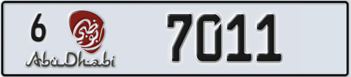 UAE License Plate Abu Dhabi 6 7011