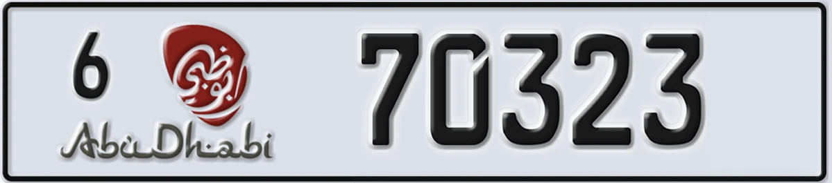 UAE License Plate Abu Dhabi 6 70323