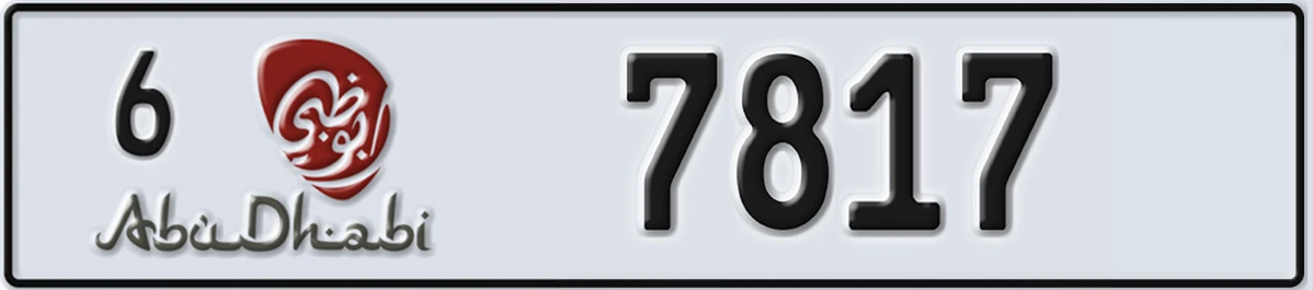 UAE License Plate Abu Dhabi 6 7817