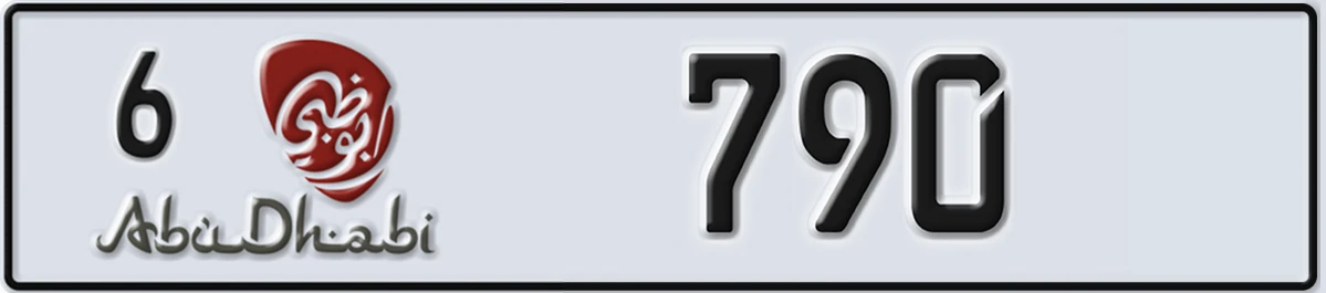 UAE License Plate Abu Dhabi 6 790