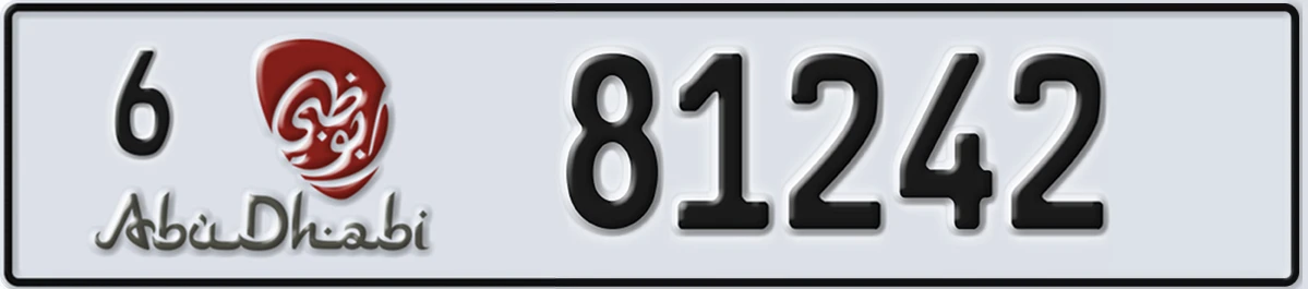 UAE License Plate Abu Dhabi 6 81242