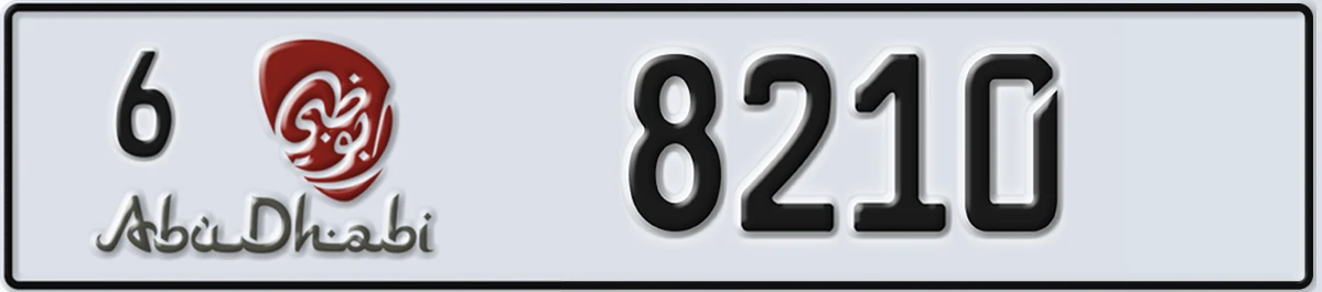 UAE License Plate Abu Dhabi 6 8210