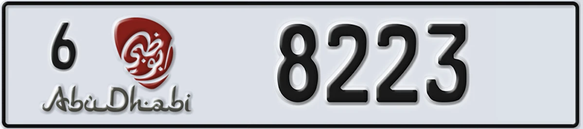 UAE License Plate Abu Dhabi 6 8223