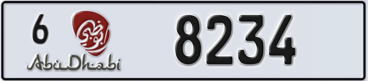 UAE License Plate Abu Dhabi 6 8234