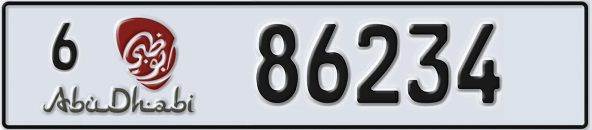 UAE License Plate Abu Dhabi 6 86234