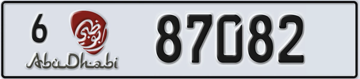 UAE License Plate Abu Dhabi 6 87082