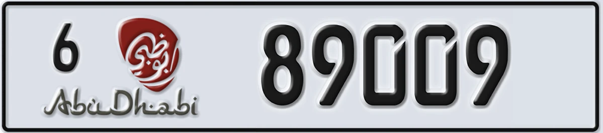 UAE License Plate Abu Dhabi 6 89009