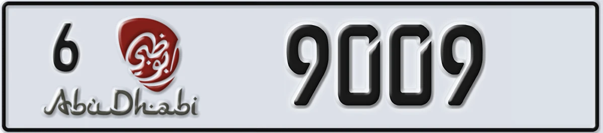 UAE License Plate Abu Dhabi 6 9009