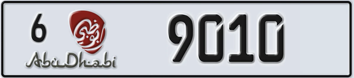 UAE License Plate Abu Dhabi 6 9010