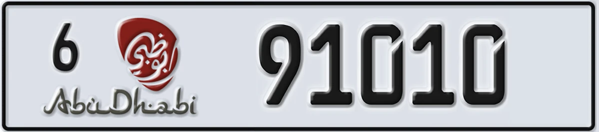 UAE License Plate Abu Dhabi 6 91010