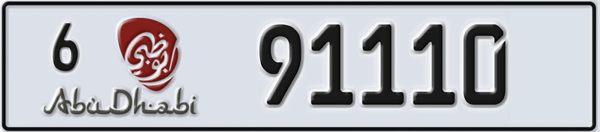 UAE License Plate Abu Dhabi 6 91110