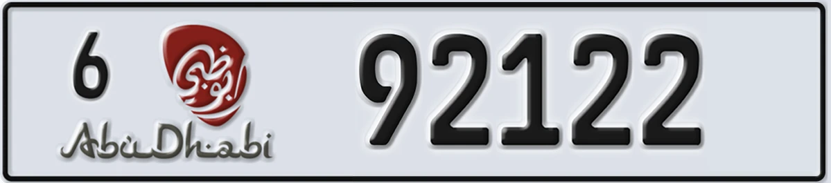 UAE License Plate Abu Dhabi 6 92122
