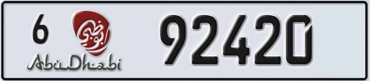 UAE License Plate Abu Dhabi 6 92420