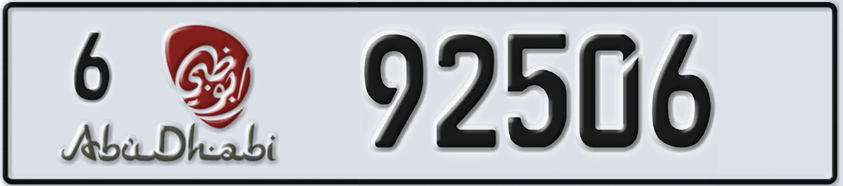 UAE License Plate Abu Dhabi 6 92506