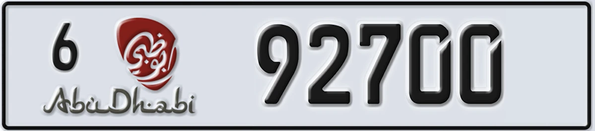 UAE License Plate Abu Dhabi 6 92700