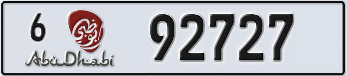 UAE License Plate Abu Dhabi 6 92727