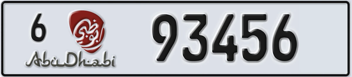 UAE License Plate Abu Dhabi 6 93456