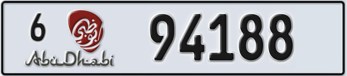 UAE License Plate Abu Dhabi 6 94188